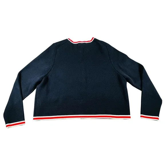 Boden Navy Cardigan Sweater Anchor Gold Buttons Nautical Trim Preppy US 20-22‎ - Picture 2 of 10